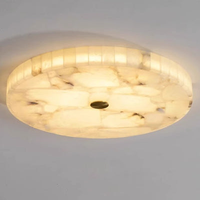 Contemporary Creative Round Brass Marble LED Flush Mount Ceiling Light For Bedroom