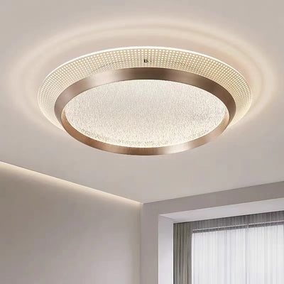 Contemporary Scandinavian Round Aluminum Acrylic LED Flush Mount Ceiling Light For Bedroom