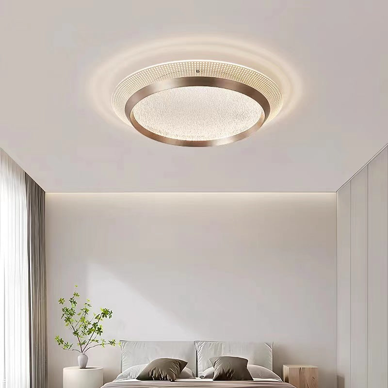 Contemporary Scandinavian Round Aluminum Acrylic LED Flush Mount Ceiling Light For Bedroom