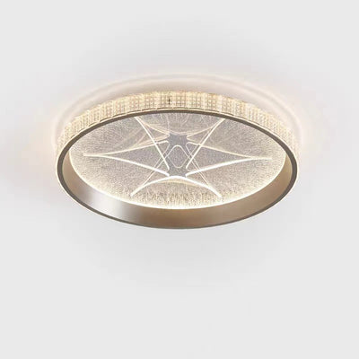 Contemporary Luxury Round Iron Aluminum Acrylic LED Flush Mount Ceiling Light For Bedroom