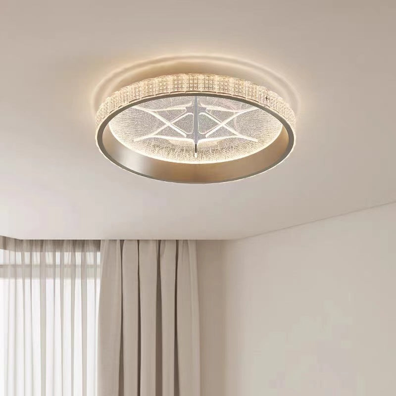 Contemporary Luxury Round Iron Aluminum Acrylic LED Flush Mount Ceiling Light For Bedroom