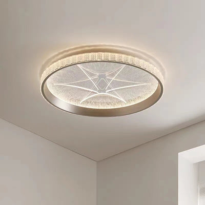 Contemporary Luxury Round Iron Aluminum Acrylic LED Flush Mount Ceiling Light For Bedroom