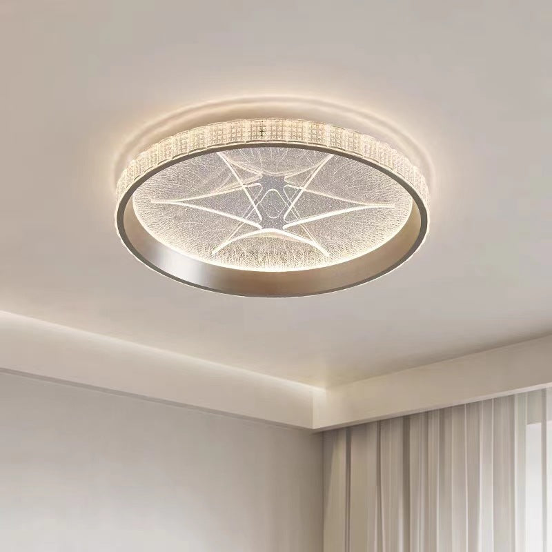 Contemporary Luxury Round Iron Aluminum Acrylic LED Flush Mount Ceiling Light For Bedroom