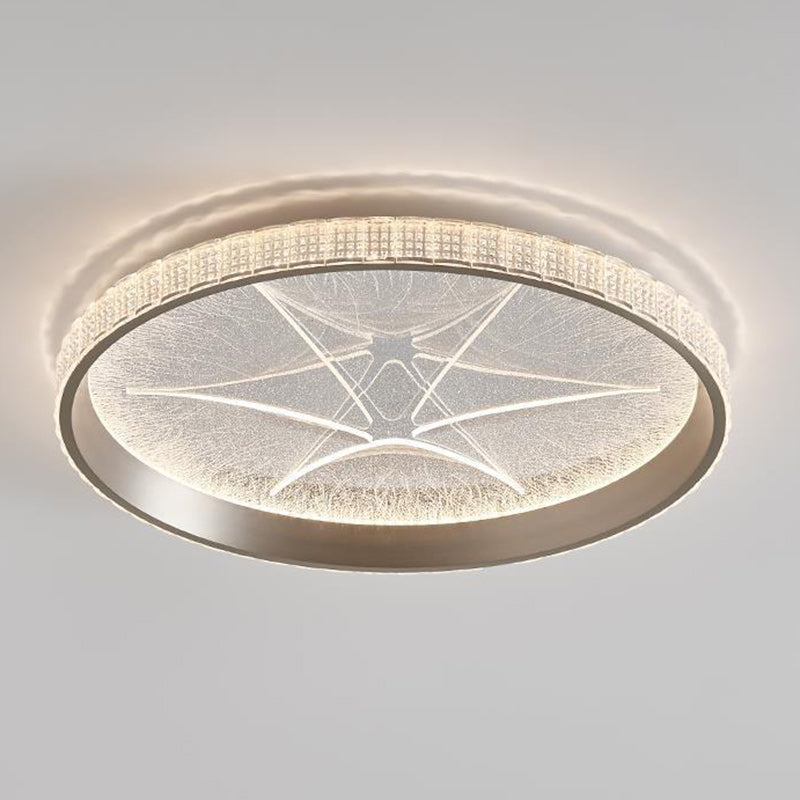 Contemporary Luxury Round Iron Aluminum Acrylic LED Flush Mount Ceiling Light For Bedroom