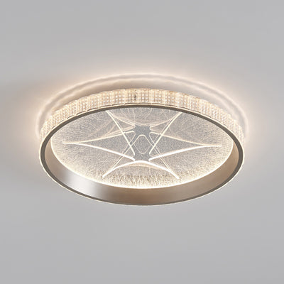 Contemporary Luxury Round Iron Aluminum Acrylic LED Flush Mount Ceiling Light For Bedroom