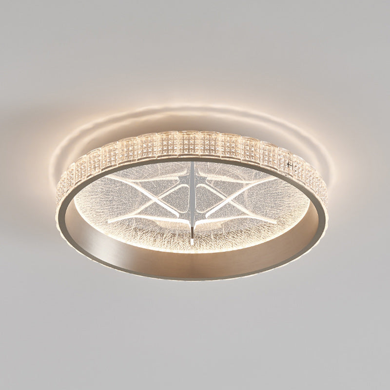 Contemporary Luxury Round Iron Aluminum Acrylic LED Flush Mount Ceiling Light For Bedroom