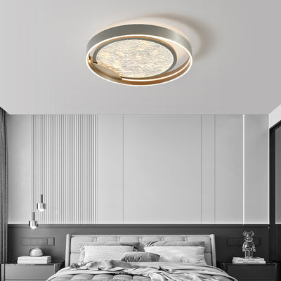 Modern Simplicity Round Metal Aluminum Acrylic LED Flush Mount Ceiling Light For Bedroom