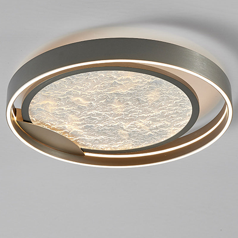 Modern Simplicity Round Metal Aluminum Acrylic LED Flush Mount Ceiling Light For Bedroom