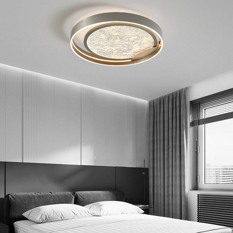 Modern Simplicity Round Metal Aluminum Acrylic LED Flush Mount Ceiling Light For Bedroom