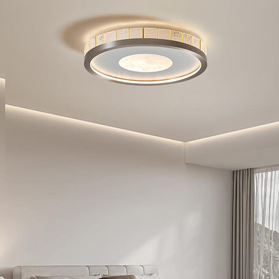 Modern Minimalist Round Iron Aluminum Acrylic LED Flush Mount Ceiling Light For Bedroom