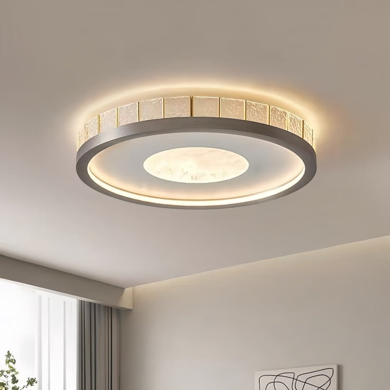 Modern Minimalist Round Iron Aluminum Acrylic LED Flush Mount Ceiling Light For Bedroom