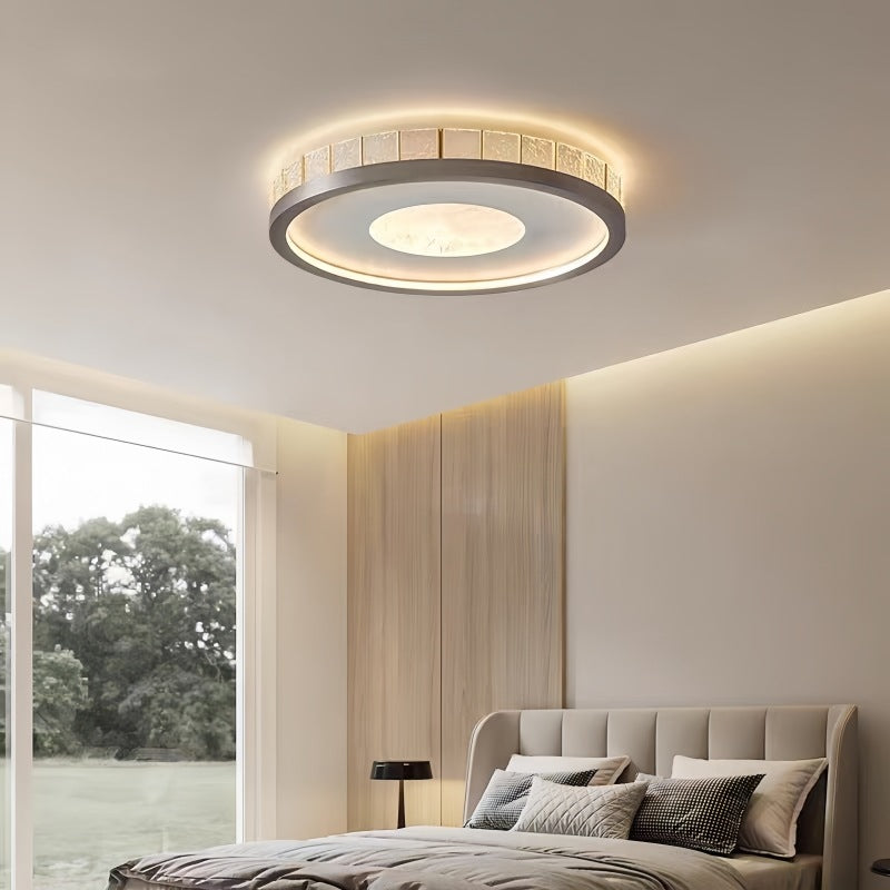 Modern Minimalist Round Iron Aluminum Acrylic LED Flush Mount Ceiling Light For Bedroom