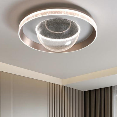 Contemporary Creative Dome Aluminum Acrylic LED Flush Mount Ceiling Light For Bedroom