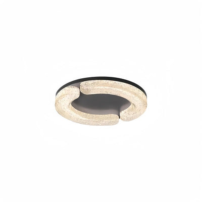 Modern Luxury Round Stainless Steel Platinum Resin LED Flush Mount Ceiling Light For Bedroom