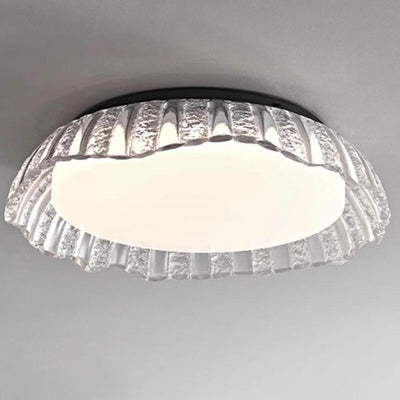 Modern Minimalist Round Aluminum Resin LED Semi-Flush Mount Ceiling Light For Bedroom