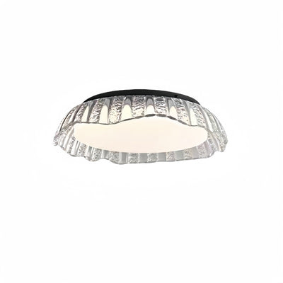 Modern Minimalist Round Aluminum Resin LED Semi-Flush Mount Ceiling Light For Bedroom