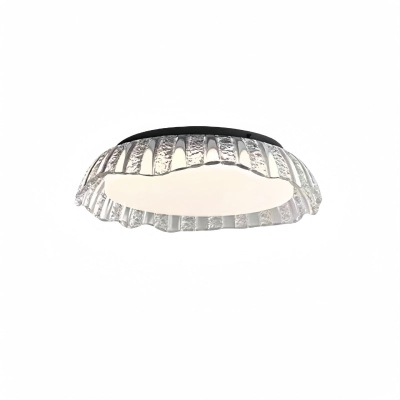 Modern Minimalist Round Aluminum Resin LED Semi-Flush Mount Ceiling Light For Bedroom