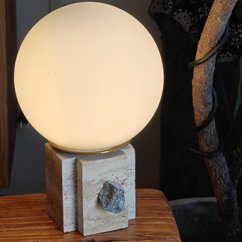 Contemporary Creative Moon Globe Marble Glass 1-Light Table Lamp For Bedroom