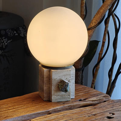 Contemporary Creative Moon Globe Marble Glass 1-Light Table Lamp For Bedroom