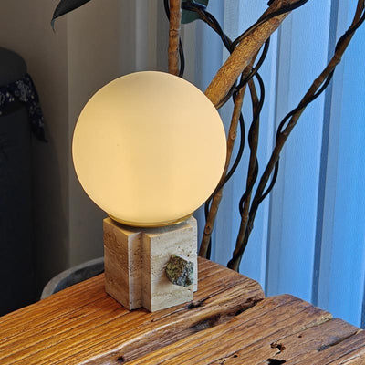 Contemporary Creative Moon Globe Marble Glass 1-Light Table Lamp For Bedroom