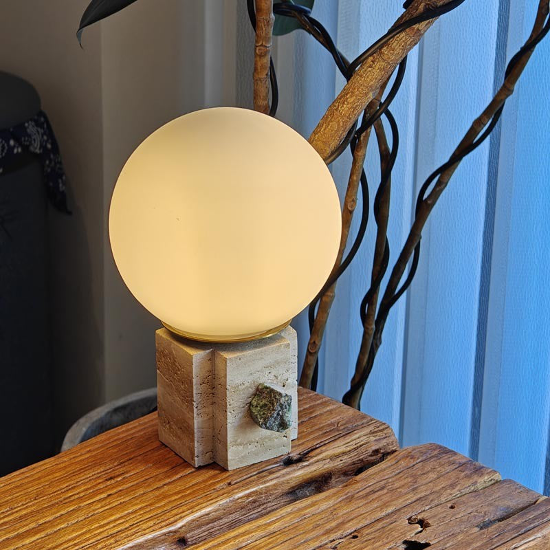 Contemporary Creative Moon Globe Marble Glass 1-Light Table Lamp For Bedroom