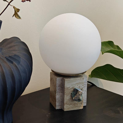 Contemporary Creative Moon Globe Marble Glass 1-Light Table Lamp For Bedroom