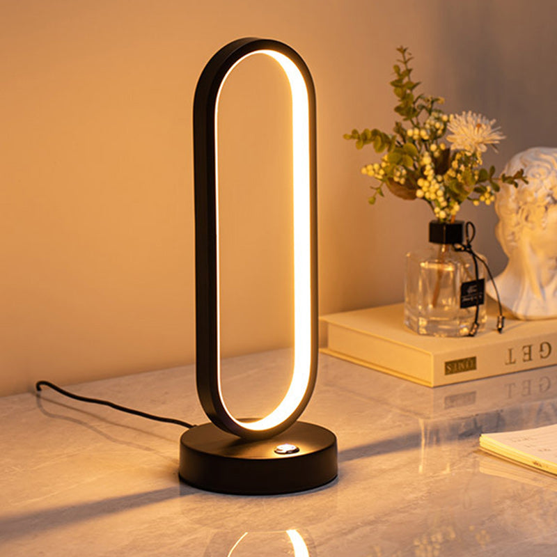 Modern Simplicity Oval Iron Silicone Aluminum LED Table Lamp For Bedroom