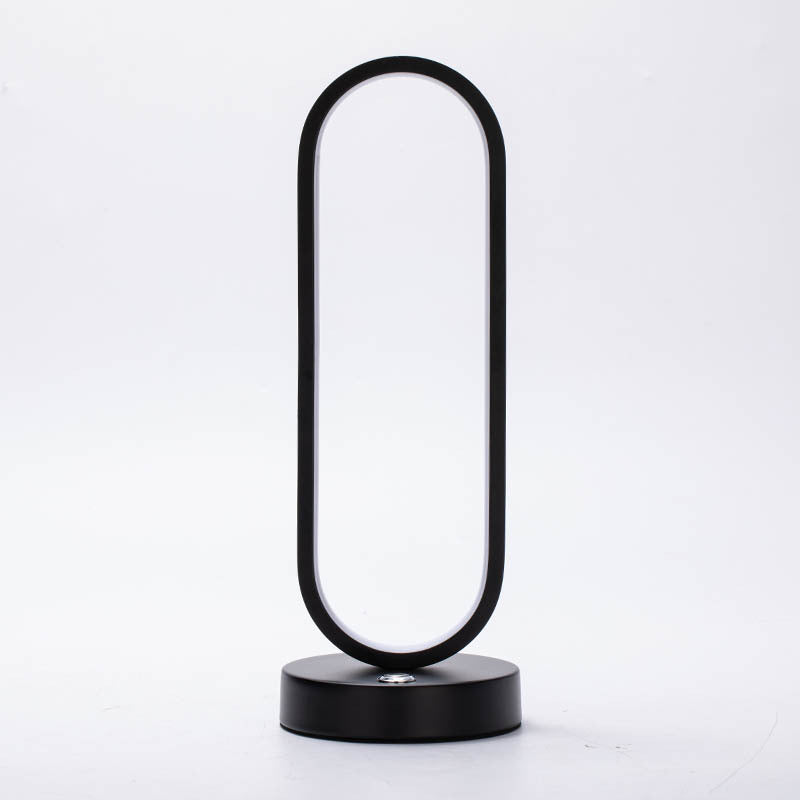 Modern Simplicity Oval Iron Silicone Aluminum LED Table Lamp For Bedroom