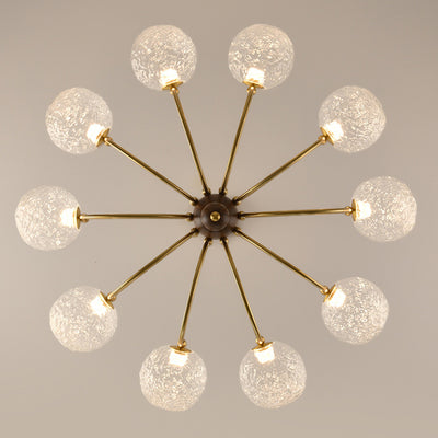 Traditional French Sphere Iron Glass LED Chandelier For Living Room