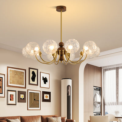 Traditional French Sphere Iron Glass LED Chandelier For Living Room