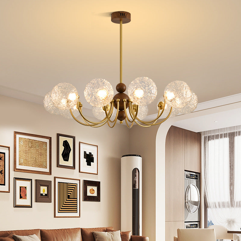 Traditional French Sphere Iron Glass LED Chandelier For Living Room