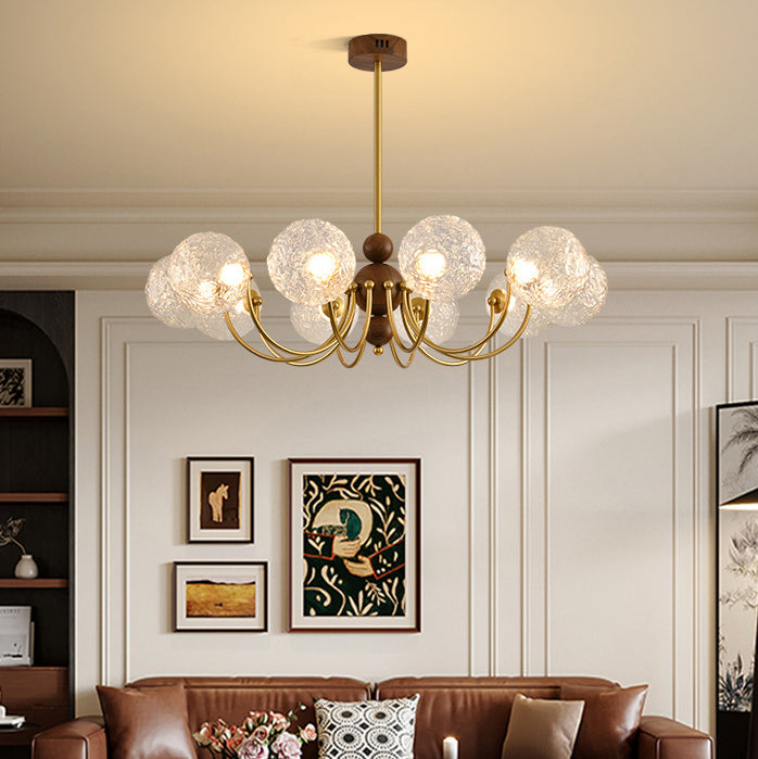 Traditional French Sphere Iron Glass LED Chandelier For Living Room