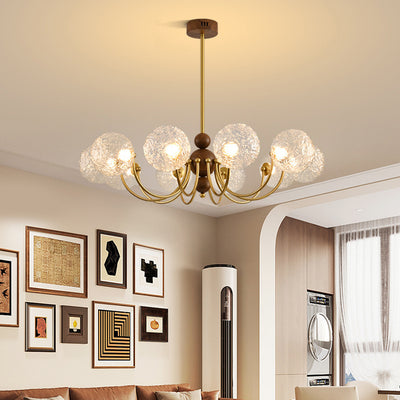 Traditional French Sphere Iron Glass LED Chandelier For Living Room