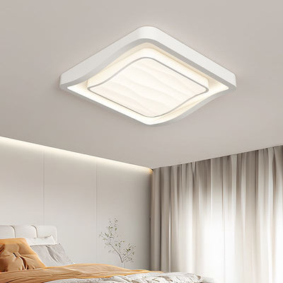 Contemporary Creative Water Ripple Square Iron Acrylic LED Flush Mount Ceiling Light For Bedroom