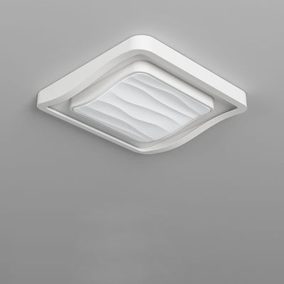 Contemporary Creative Water Ripple Square Iron Acrylic LED Flush Mount Ceiling Light For Bedroom