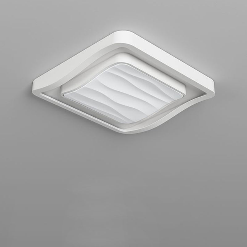 Contemporary Creative Water Ripple Square Iron Acrylic LED Flush Mount Ceiling Light For Bedroom