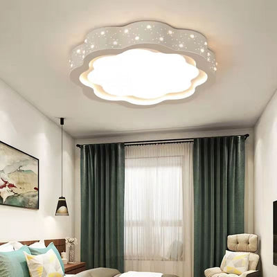 Modern Simplicity Flower Round Iron Acrylic LED Flush Mount Ceiling Light For Bedroom