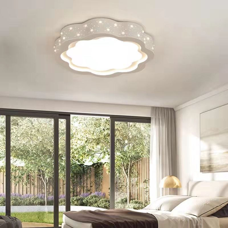 Modern Simplicity Flower Round Iron Acrylic LED Flush Mount Ceiling Light For Bedroom