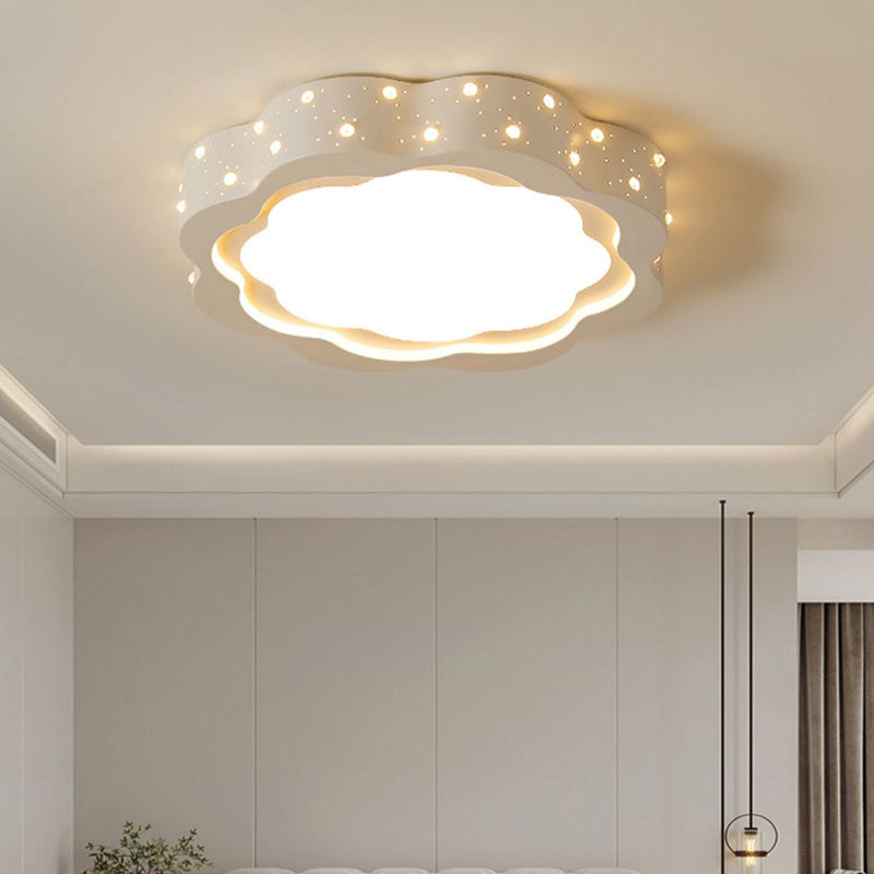 Modern Simplicity Flower Round Iron Acrylic LED Flush Mount Ceiling Light For Bedroom