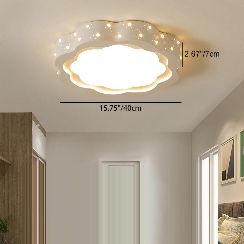 Modern Simplicity Flower Round Iron Acrylic LED Flush Mount Ceiling Light For Bedroom