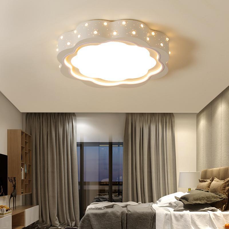 Modern Simplicity Flower Round Iron Acrylic LED Flush Mount Ceiling Light For Bedroom