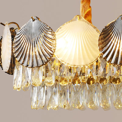 Contemporary Nordic Shell Rectangular Iron Glass 8-Light Chandelier Island Light For Dining Room