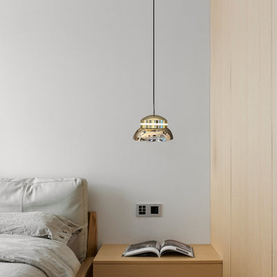 Contemporary Creative Dome Aluminum Acrylic LED Pendant Light For Bedroom