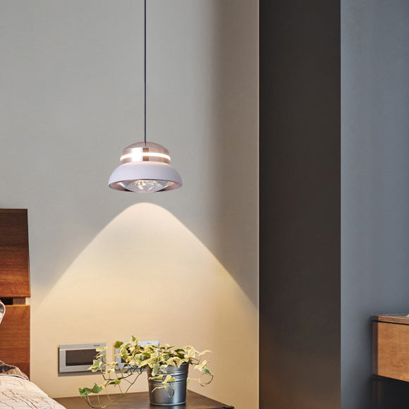 Contemporary Creative Dome Aluminum Acrylic LED Pendant Light For Bedroom