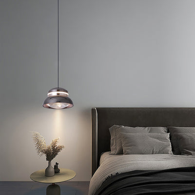 Contemporary Creative Dome Aluminum Acrylic LED Pendant Light For Bedroom