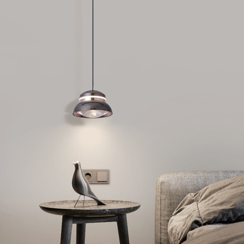 Contemporary Creative Dome Aluminum Acrylic LED Pendant Light For Bedroom