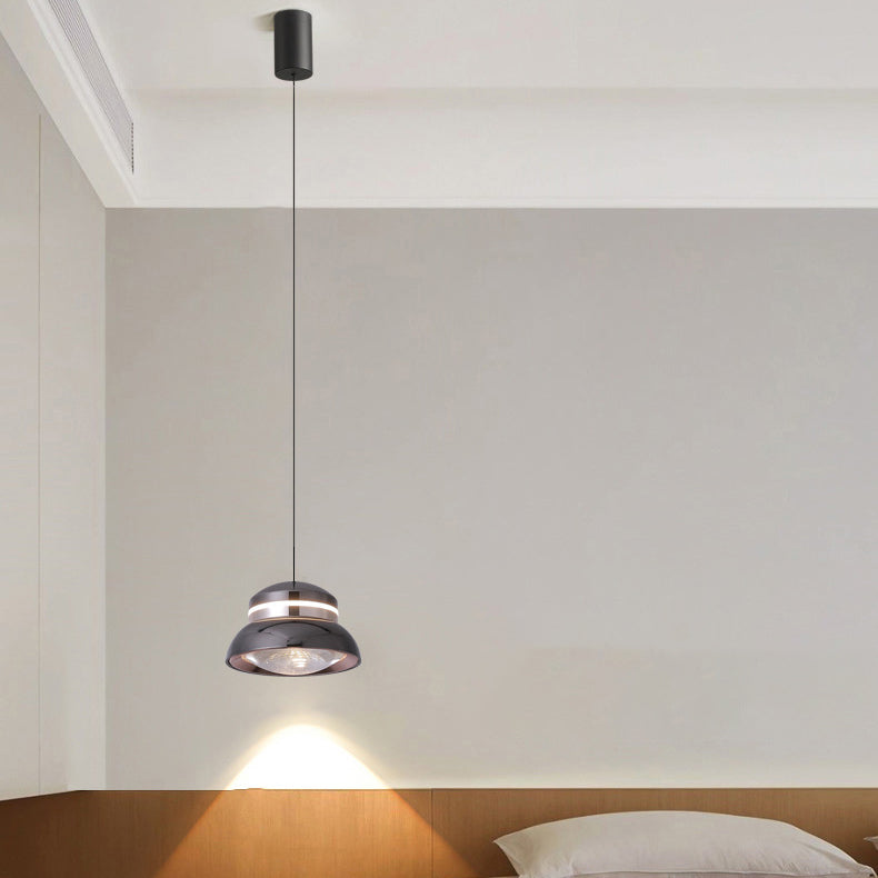 Contemporary Creative Dome Aluminum Acrylic LED Pendant Light For Bedroom