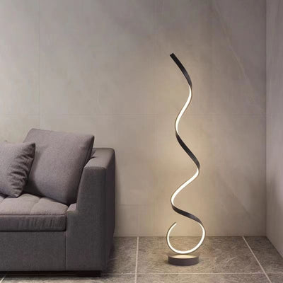 Contemporary Nordic Curve Iron PVC LED Standing Floor Lamp For Living Room