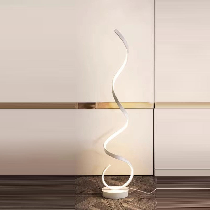 Contemporary Nordic Curve Iron PVC LED Standing Floor Lamp For Living Room