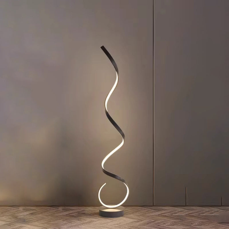 Contemporary Nordic Curve Iron PVC LED Standing Floor Lamp For Living Room